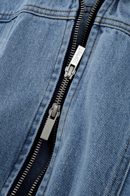 ESPRIT ZIP-UP DENIM VEST-DENIM BLUE