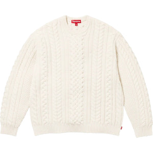 SUPREME APPLIQUE CABLE KNIT SWEATER-IVORY