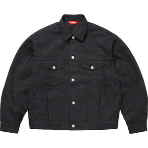 SUPREME JACQUARD LOGOS DENIM TRUCKER JACKET-BLACK