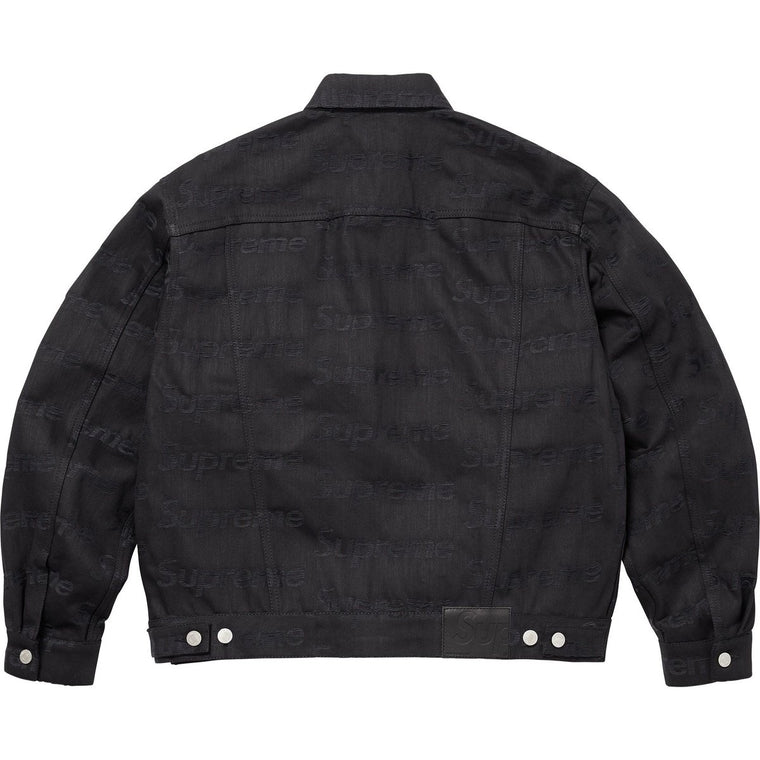SUPREME JACQUARD LOGOS DENIM TRUCKER JACKET-BLACK