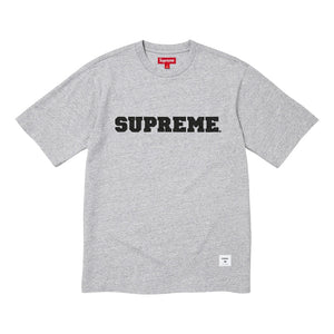 SUPREME COLLEGIATE APPLIQUE S/S TOP-HEATHER GREY