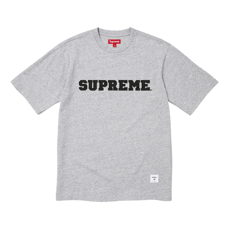 SUPREME COLLEGIATE APPLIQUE S/S TOP-HEATHER GREY