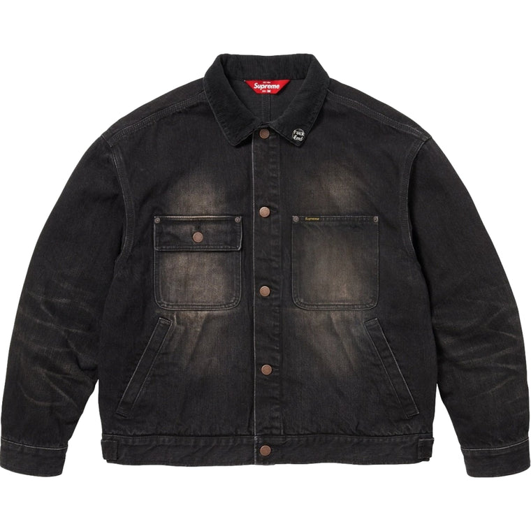 SUPREME DISTRESSED SELVEDGE TRUCKER JACKET-BLACK