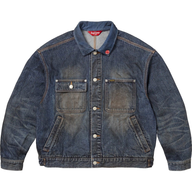 SUPREME DISTRESSED SELVEDGE TRUCKER JACKET-INDIGO