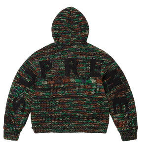 SUPREME FAUX SHEARLING LINED ZIP UP HOODED SWEATER-GREEN MELANGE