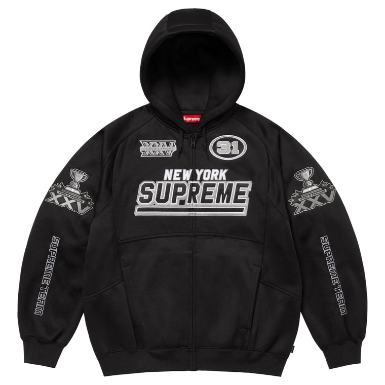 SUPREME FOOTBALL ZIP UP HOODED SWEATSHIRT-BLACK