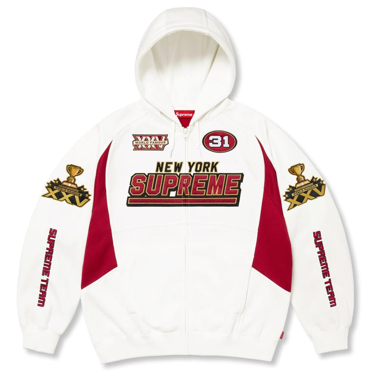 SUPREME FOOTBALL ZIP UP HOODED SWEATSHIRT-WHITE