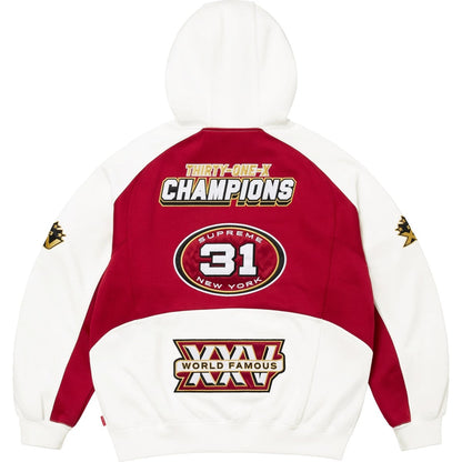SUPREME FOOTBALL ZIP UP HOODED SWEATSHIRT-WHITE