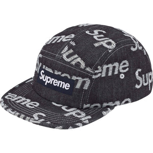 SUPREME JACQUARD LOGOS DENIM CAMP CAP-RIGID INDIGO