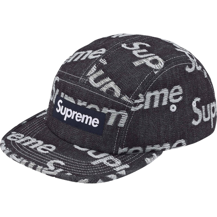 SUPREME JACQUARD LOGOS DENIM CAMP CAP-RIGID INDIGO