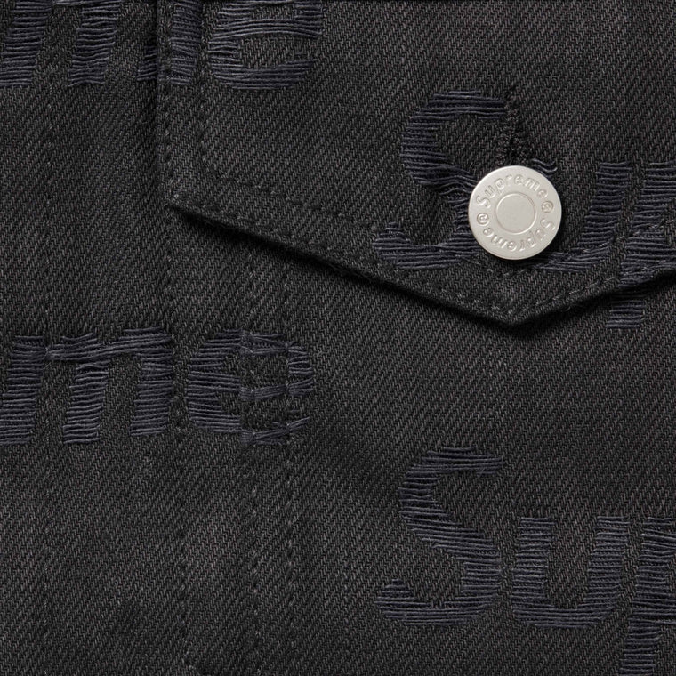 SUPREME JACQUARD LOGOS DENIM TRUCKER JACKET-BLACK
