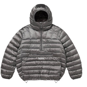 SUPREME MICRO DOWN HALF ZIP HOODED PULLOVER-SLIVER