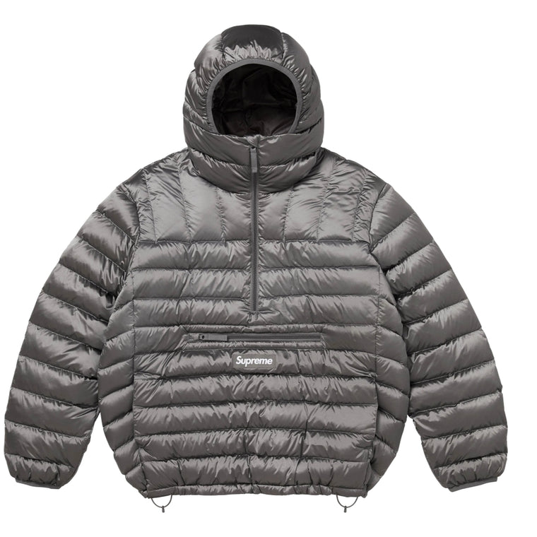 SUPREME MICRO DOWN HALF ZIP HOODED PULLOVER-SLIVER