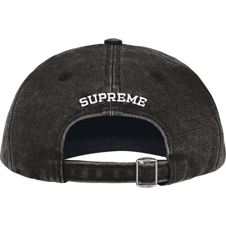SUPREME PIGMENT COATED CANVAS S LOGO 6-PANEL-BLACK