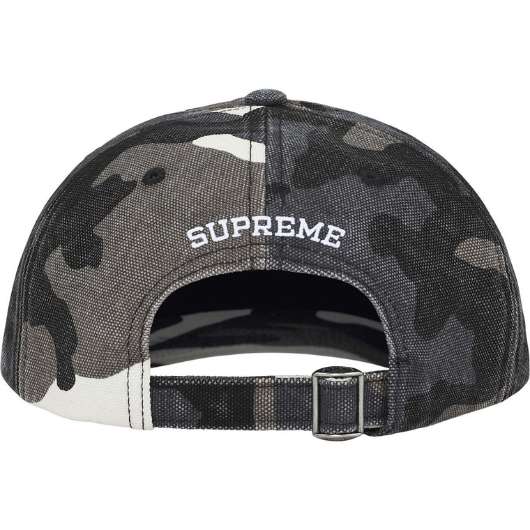 SUPREME PIGMENT COATED CANVAS S LOGO 6-PANEL-SNOW CAMO