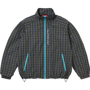 SUPREME PLAID TRACK JACKET-NAVY