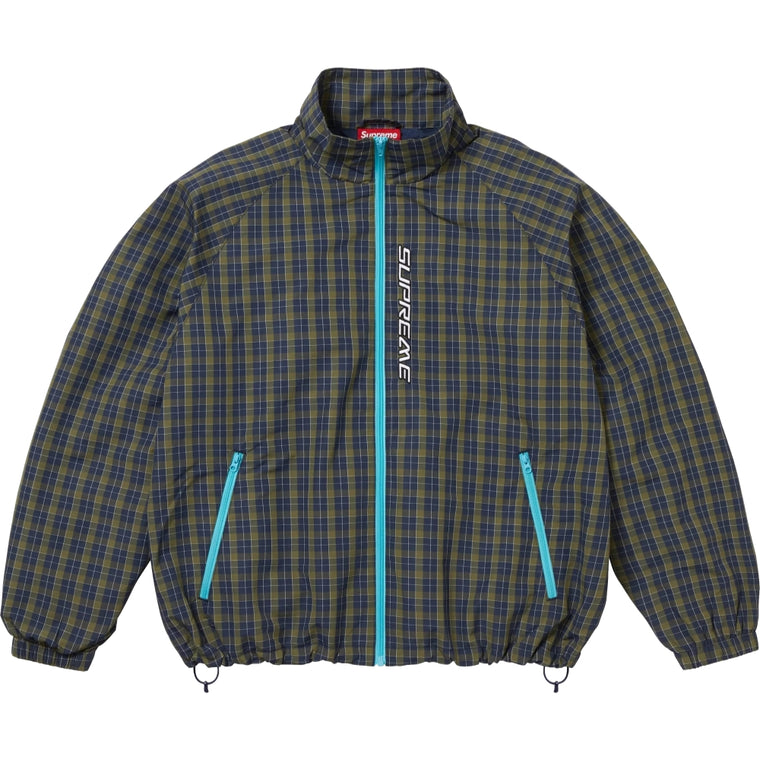 SUPREME PLAID TRACK JACKET-NAVY