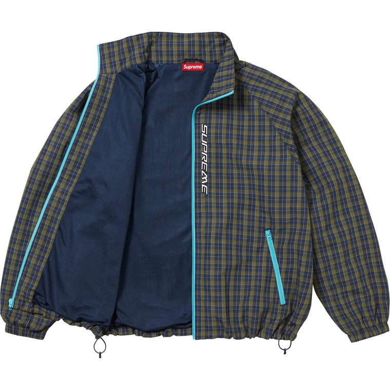 SUPREME PLAID TRACK JACKET-NAVY