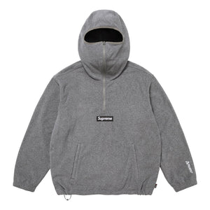 SUPREME POLARTEC FACE MASK HALF ZIP HOODED SWEATSHIRT-GREY