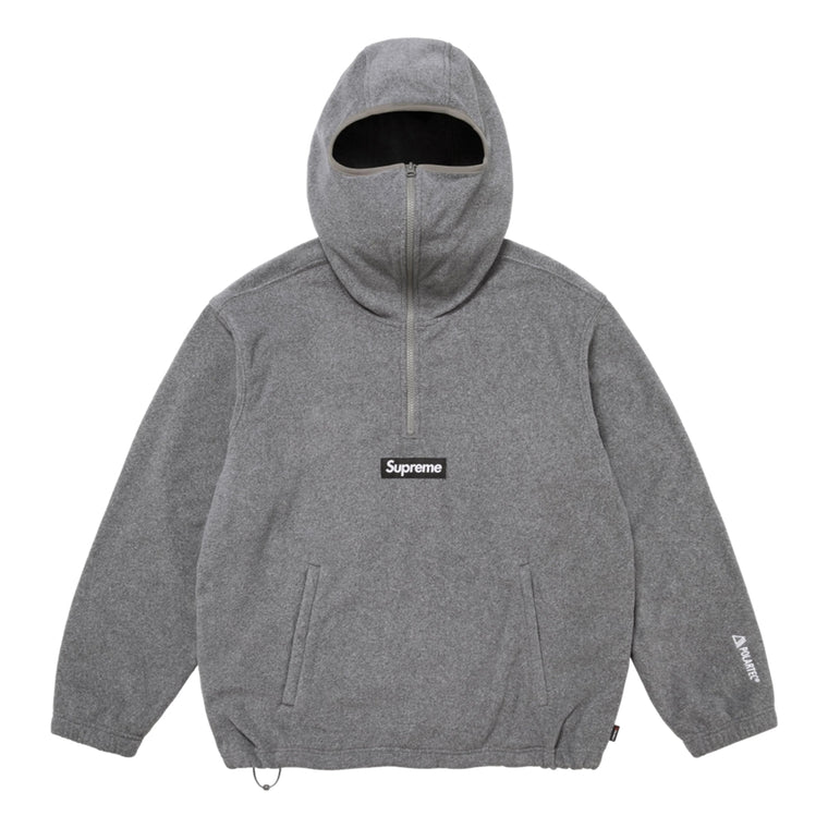 SUPREME POLARTEC FACE MASK HALF ZIP HOODED SWEATSHIRT-GREY