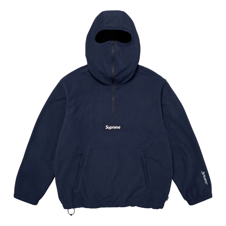 SUPREME POLARTEC FACE MASK HALF ZIP HOODED SWEATSHIRT-NAVY