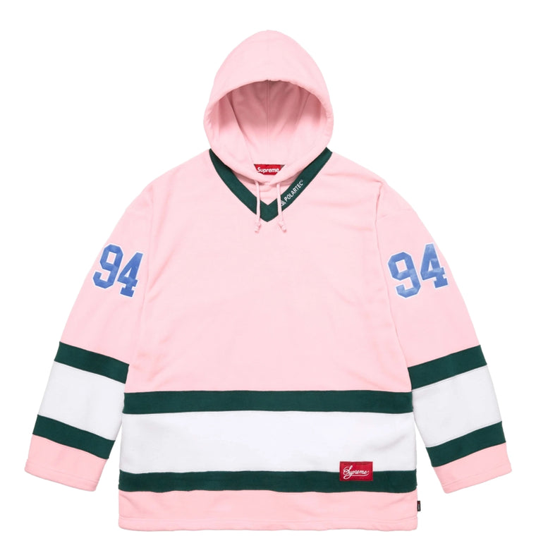SUPREME POLARTEC HOODED HOCKEY JERSEY-LIGHT PINK