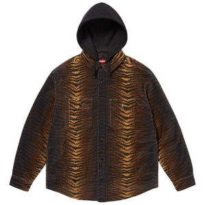 SUPREME QUILTED LINED HOODED VELVET SHIRT-TIGER