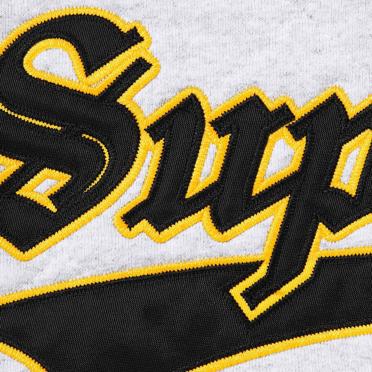 SUPREME QUILTED ZIP UP HOODED SWEATSHIRT-ASH GREY