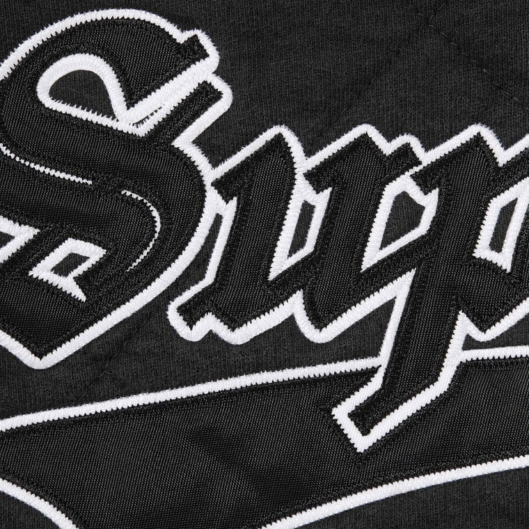 SUPREME QUILTED ZIP UP HOODED SWEATSHIRT-BLACK