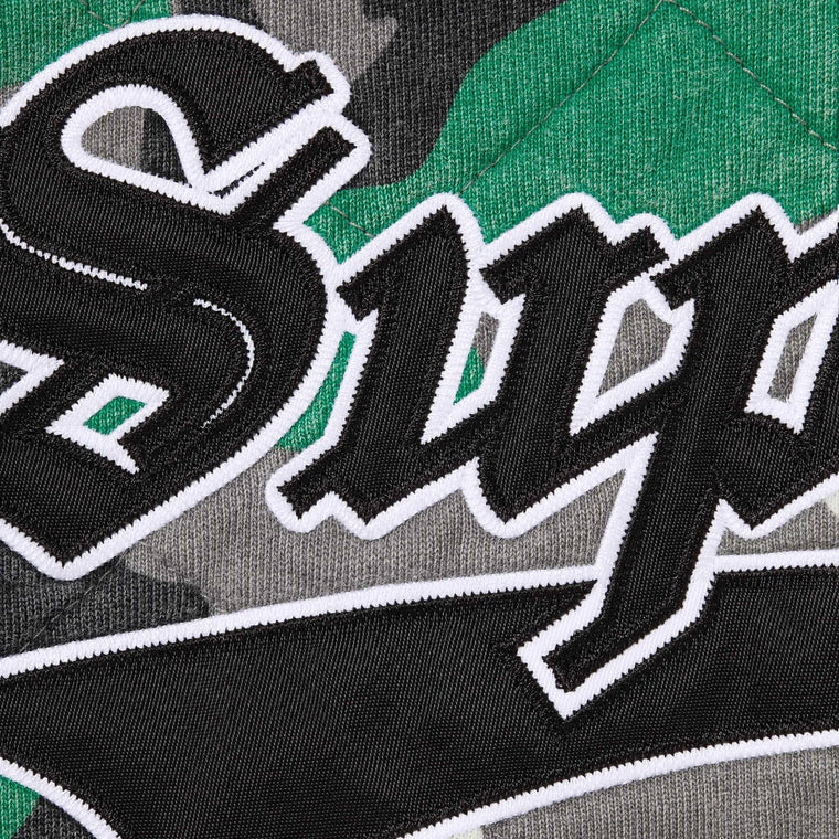 SUPREME QUILTED ZIP UP HOODED SWEATSHIRT-GREEN CAMO