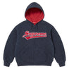 SUPREME QUILTED ZIP UP HOODED SWEATSHIRT-NAVY
