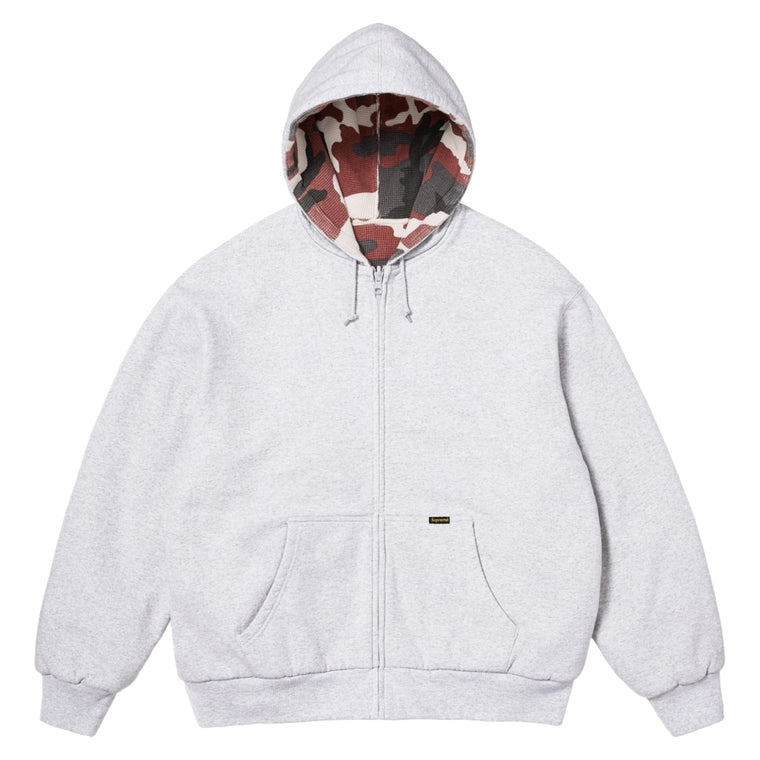 SUPREME REVERSIBLE WORK ZIP UP HOODED SWEATSHIRT-ASH GREY