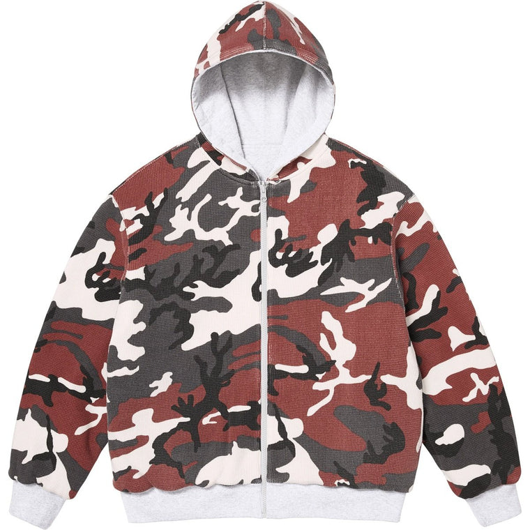 SUPREME REVERSIBLE WORK ZIP UP HOODED SWEATSHIRT-ASH GREY