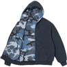 SUPREME REVERSIBLE WORK ZIP UP HOODED SWEATSHIRT-NAVY