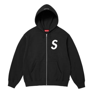 SUPREME S LOGO ZIP UP HOODED SWEATSHIRT-BLACK