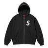 SUPREME S LOGO ZIP UP HOODED SWEATSHIRT-BLACK