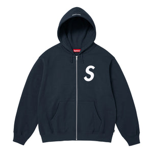 SUPREME S LOGO ZIP UP HOODED SWEATSHIRT-NAVY