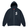 SUPREME S LOGO ZIP UP HOODED SWEATSHIRT-NAVY