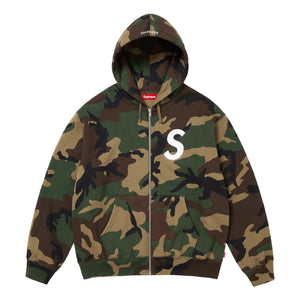 SUPREME S LOGO ZIP UP HOODED SWEATSHIRT-WOODLAND CAMO