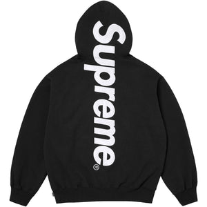 SUPREME SATIN APPLIQUE HOODED SWEATSHIRT-BLACK