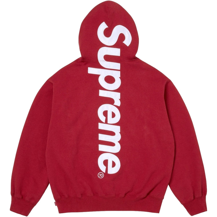 SUPREME SATIN APPLIQUE HOODED SWEATSHIRT-DARK RED