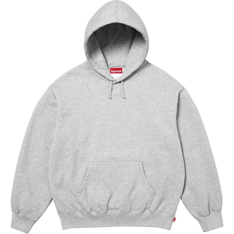 SUPREME SATIN APPLIQUE HOODED SWEATSHIRT-HEATHER GREY