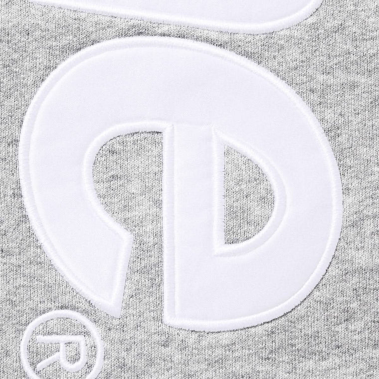 SUPREME SATIN APPLIQUE HOODED SWEATSHIRT-HEATHER GREY