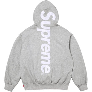 SUPREME SATIN APPLIQUE HOODED SWEATSHIRT-HEATHER GREY