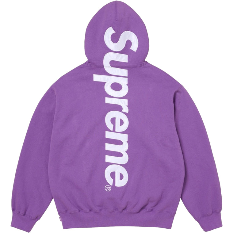 SUPREME SATIN APPLIQUE HOODED SWEATSHIRT-VIOLET