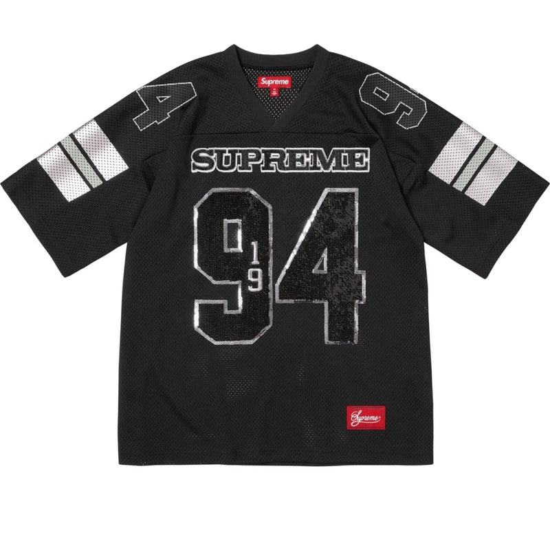 【美品】Supreme 黒 Gravity Series 1994 Team SUPREME SEQUIN FOOTBALL JERSEY-BLACK - Popcorn Store