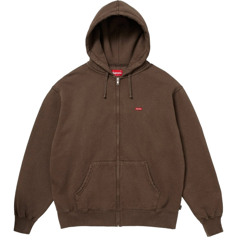 SUPREME SMALL BOX ZIP UP HOODED SWEATSHIRT-BROWN
