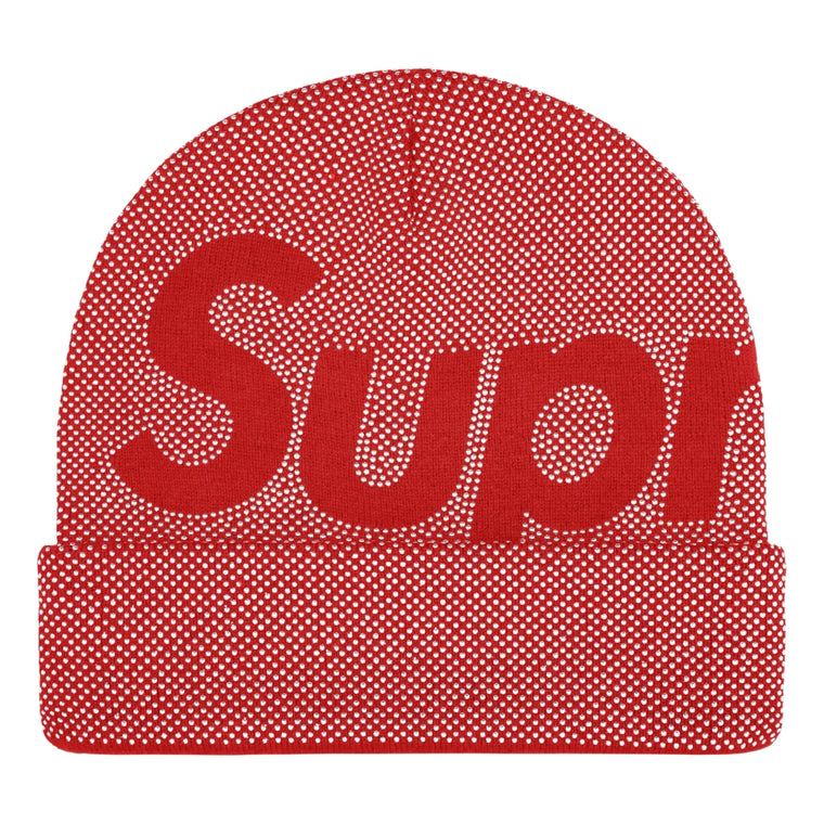 SUPREME STUDDED KNOCKOUT BIG LOGO BEANIE-RED