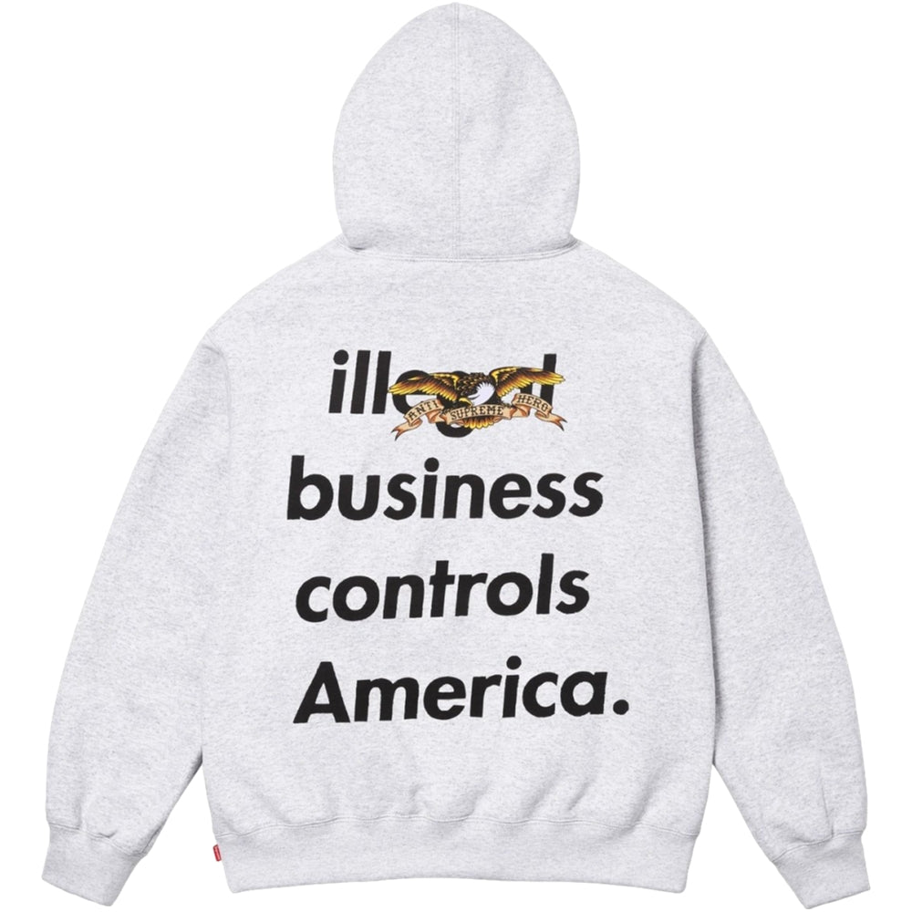 SUPREME ANTIHERO® HOODED SWEATSHIRT-ASH GREY