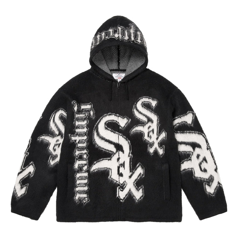 SUPREME CHICAGO WHITE SOX ZIP UP HOODED SWEATER-BLACK